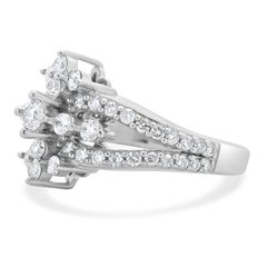 14 Karat White Gold Vintage Diamond Waterfall Ring