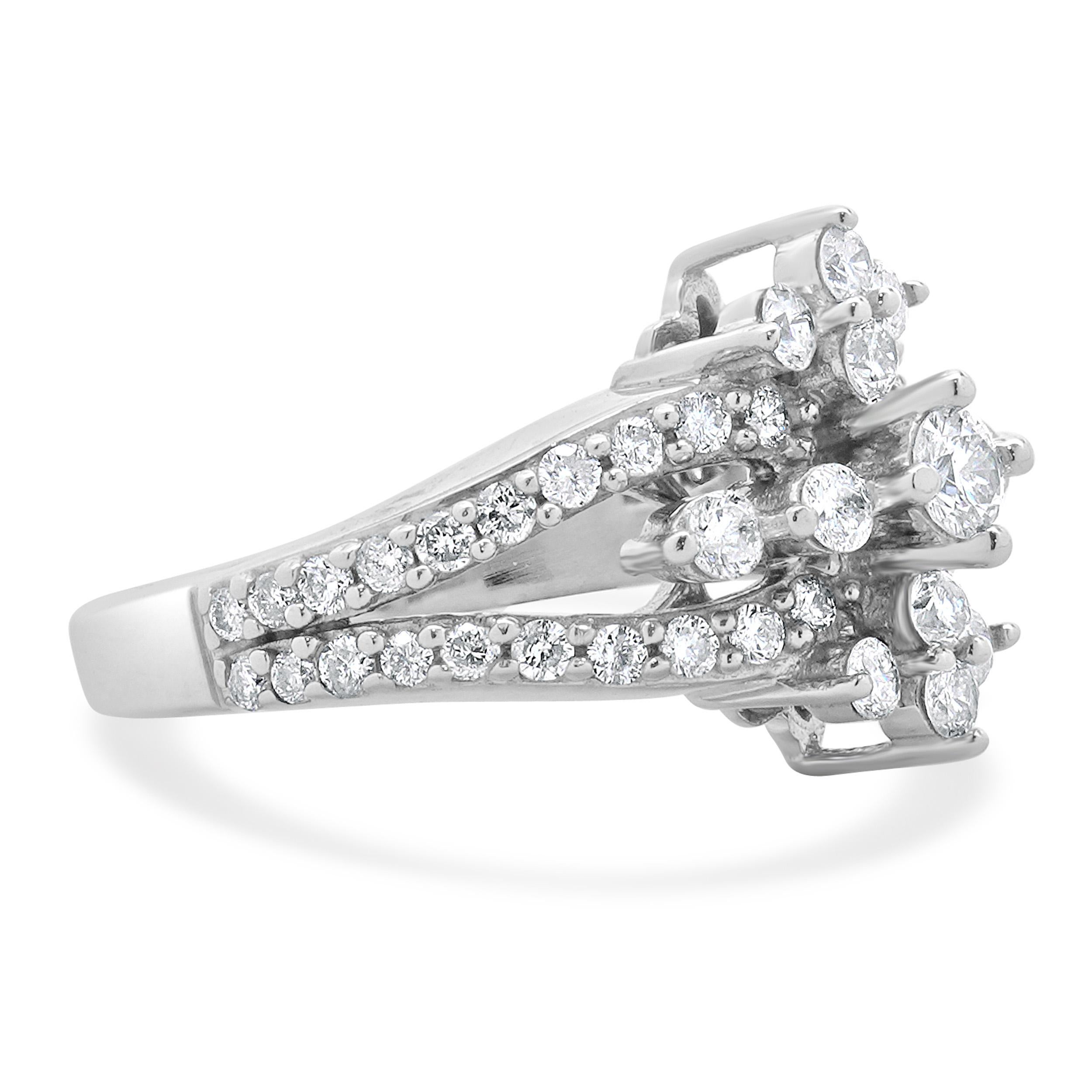 14 Karat White Gold Vintage Diamond Waterfall Ring In Good Condition For Sale In Scottsdale, AZ