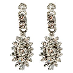 14 Karat White Gold Vintage Drop Diamond Earrings