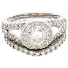 14 Karat White Gold Wedding Set with 1.54 Carat Center Diamond