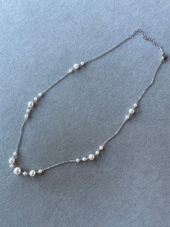 14 Karat Weiße Akoya Perlen Perle dünne Kette Layer Dainty Halskette