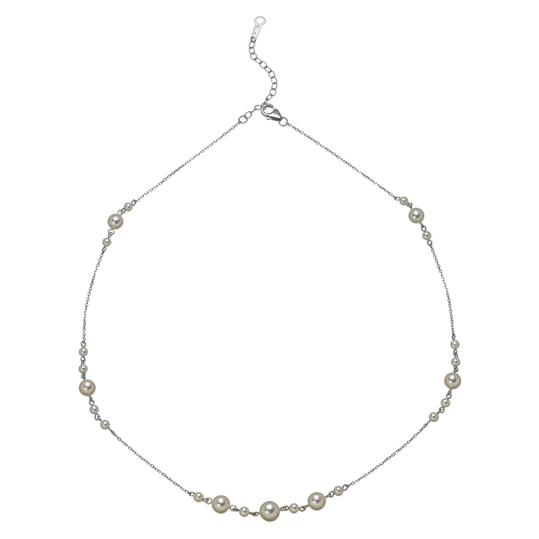 Collar de oro blanco de 14 quilates con perlas Akoya de capa fina y cadena fina