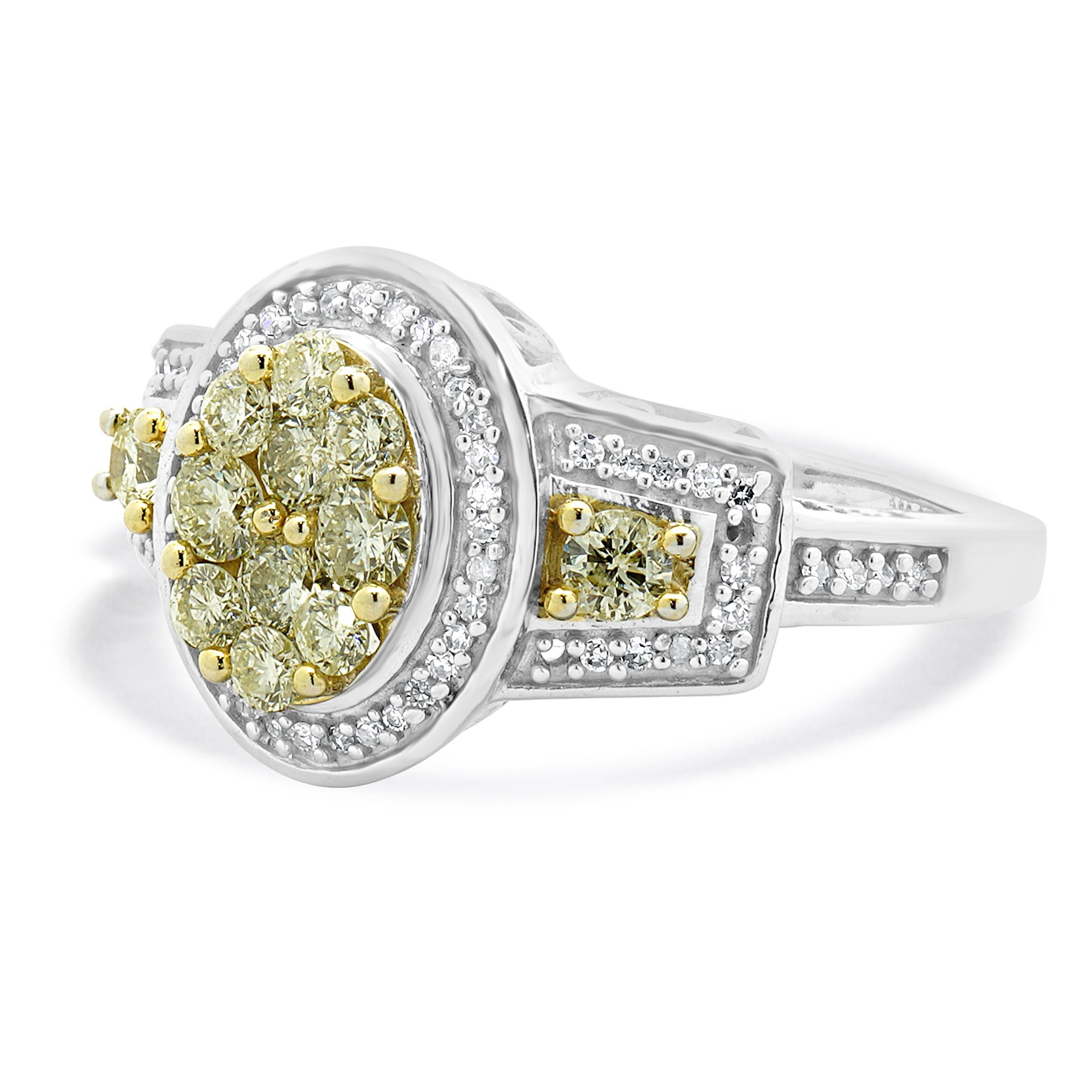Matériau : Or blanc 14K
Diamant : 12 tailles rondes = 1,09cttw
Couleur : Jaune
Clarté : SI3
Diamants : 84 taille unique = 0,25cttw
Couleur : G
Clarté : SI1
Taille de l'anneau : 7 (veuillez prévoir jusqu'à 2 jours ouvrables supplémentaires pour les