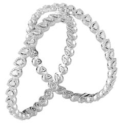 14 Karat White Gold White Diamond Pear Bangles