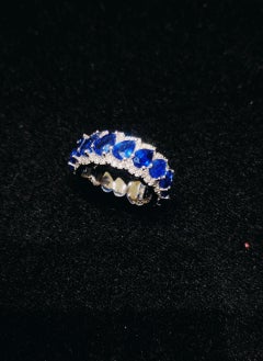 14 Karat White Gold White Diamond with Kyanite Ring