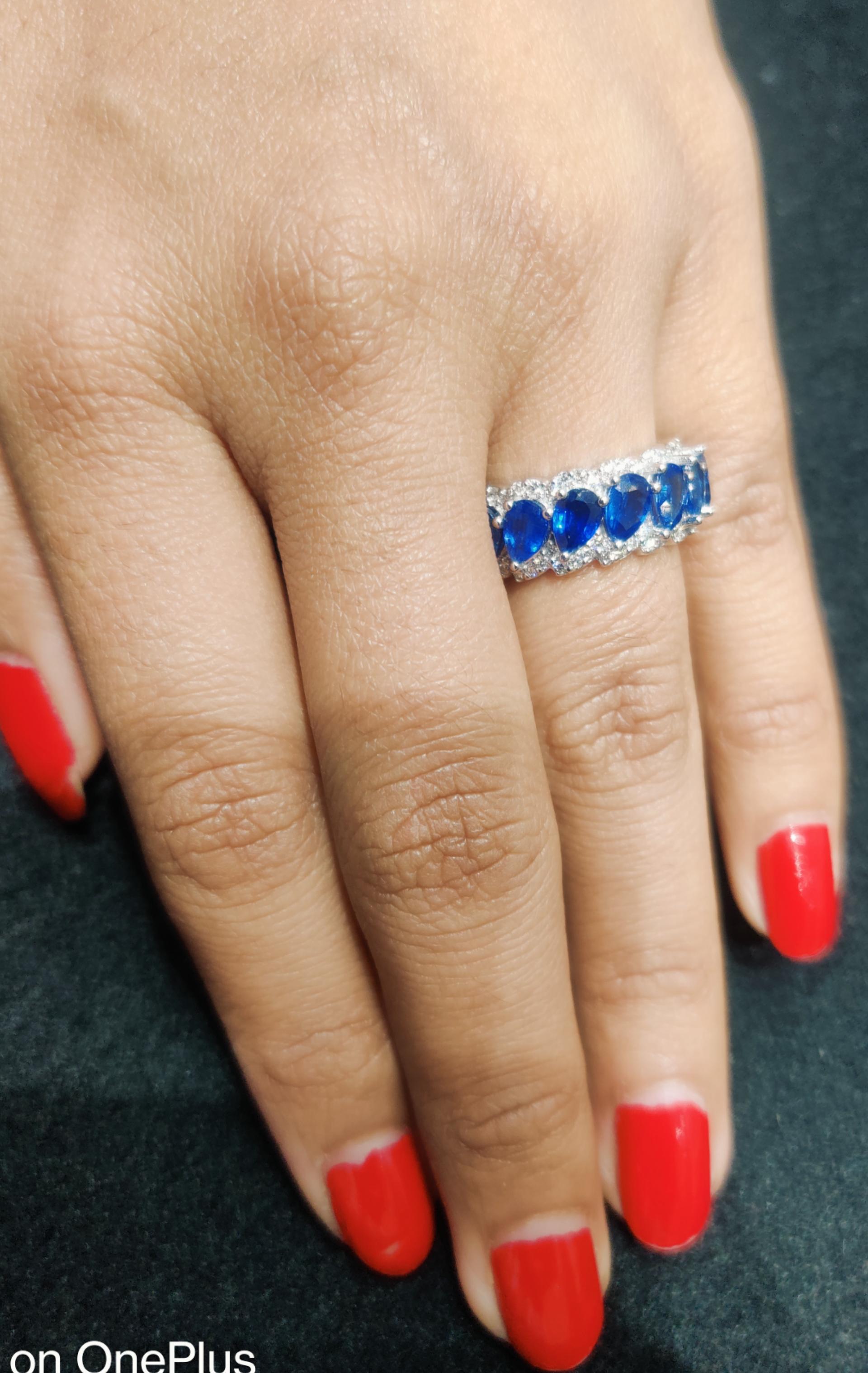 En vente :  Bague en or blanc 14 carats avec diamants blancs et Kyanite 3