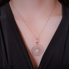 14 Karat White Gold White Opal and Single Cut Diamond Pendant and Pearl Enhancer