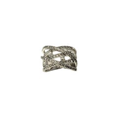 14 Karat White Gold Wide Diamond Band Ring Size 5.75 #23719
