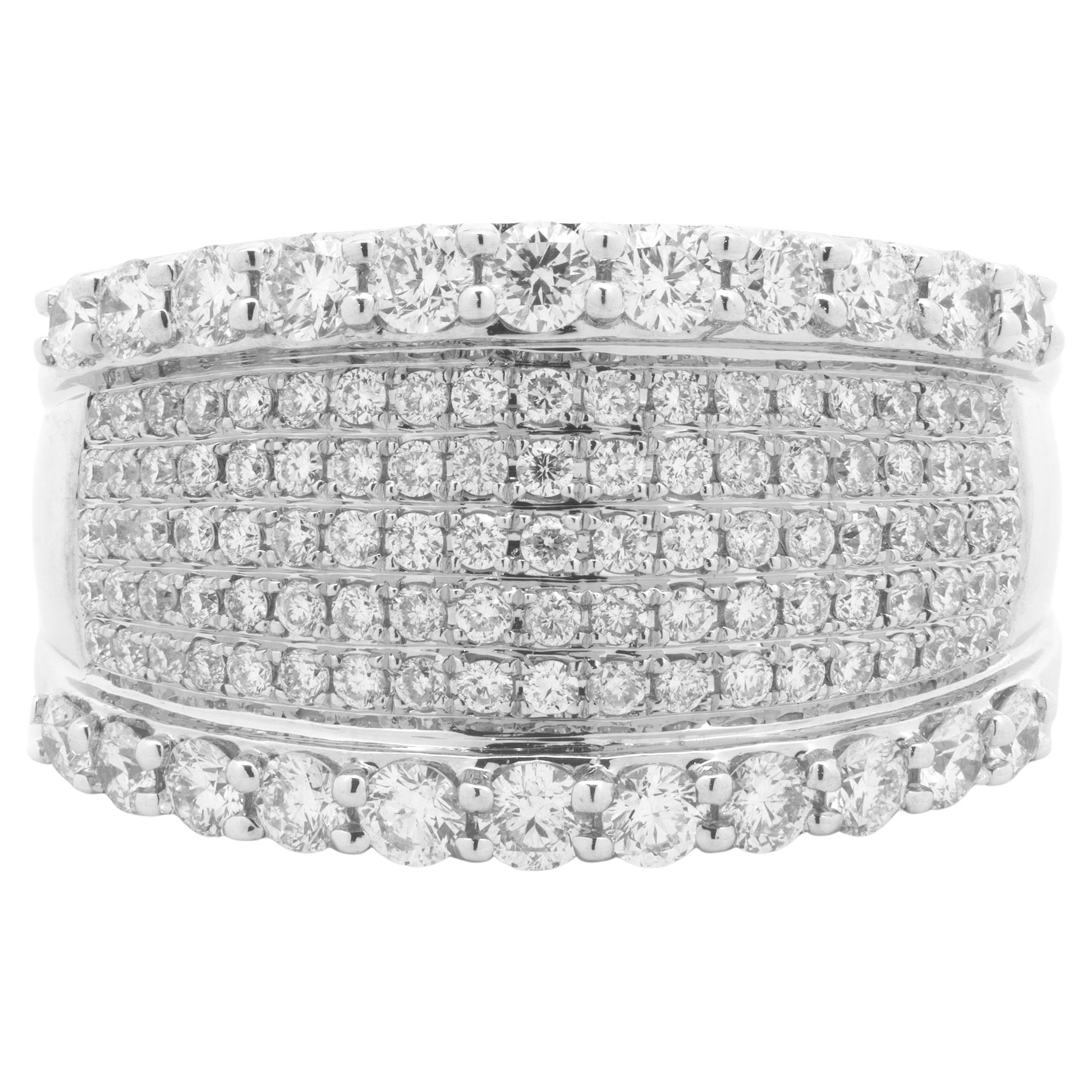 14 Karat White Gold MultiDiamond Wide Band For Sale at 1stDibs