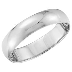 14 Karat White Gold Wide Plain Wedding Band Ring 5.3 Grams, Estate Size11