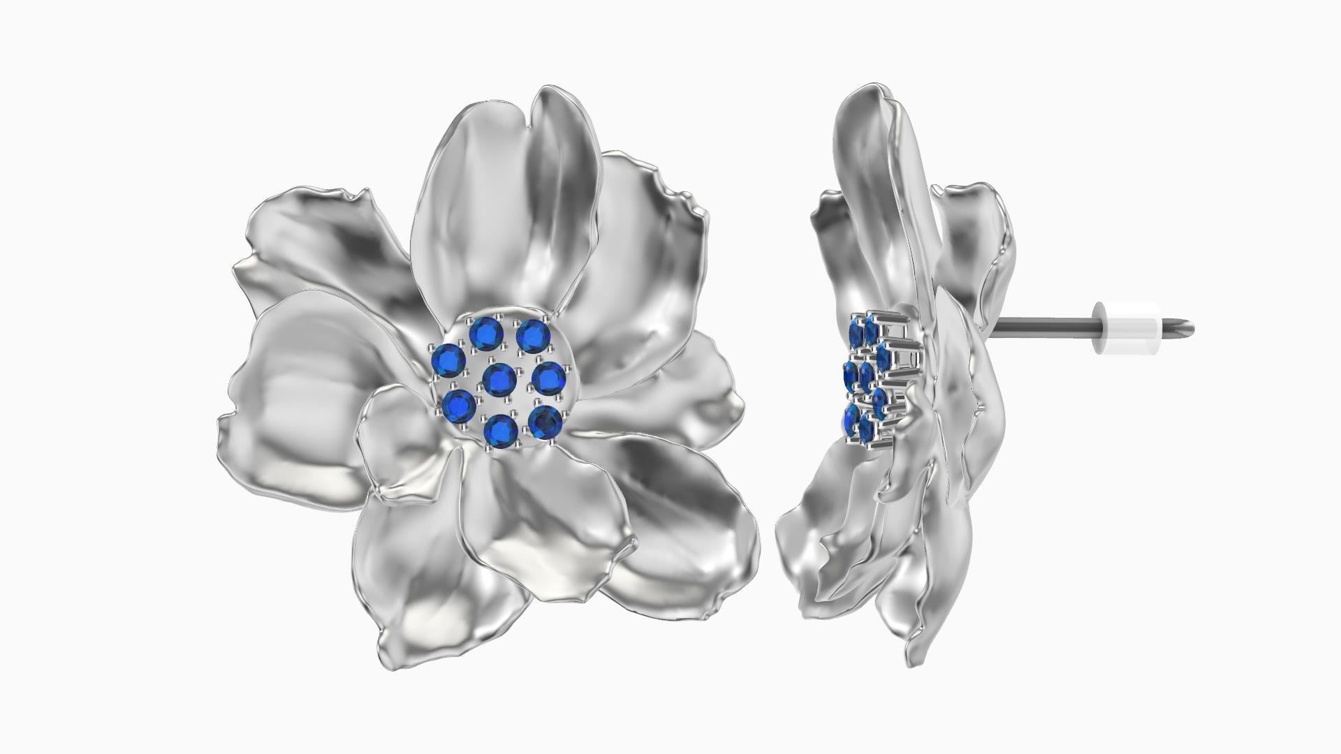 14 Karat White Gold Wild Flower Earrings with Sapphires, Tiffany Designer Thomas Kurilla sculpted these exclusively for 1stdibs. Boredom causes us to challenge ourselves. Working from life especially during the covid  virus could push us two ways .