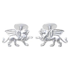 Boutons de manchette griffon ailé en platine