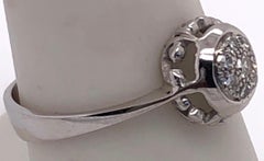 14 Karat White Gold with Center Diamond Cluster Ring