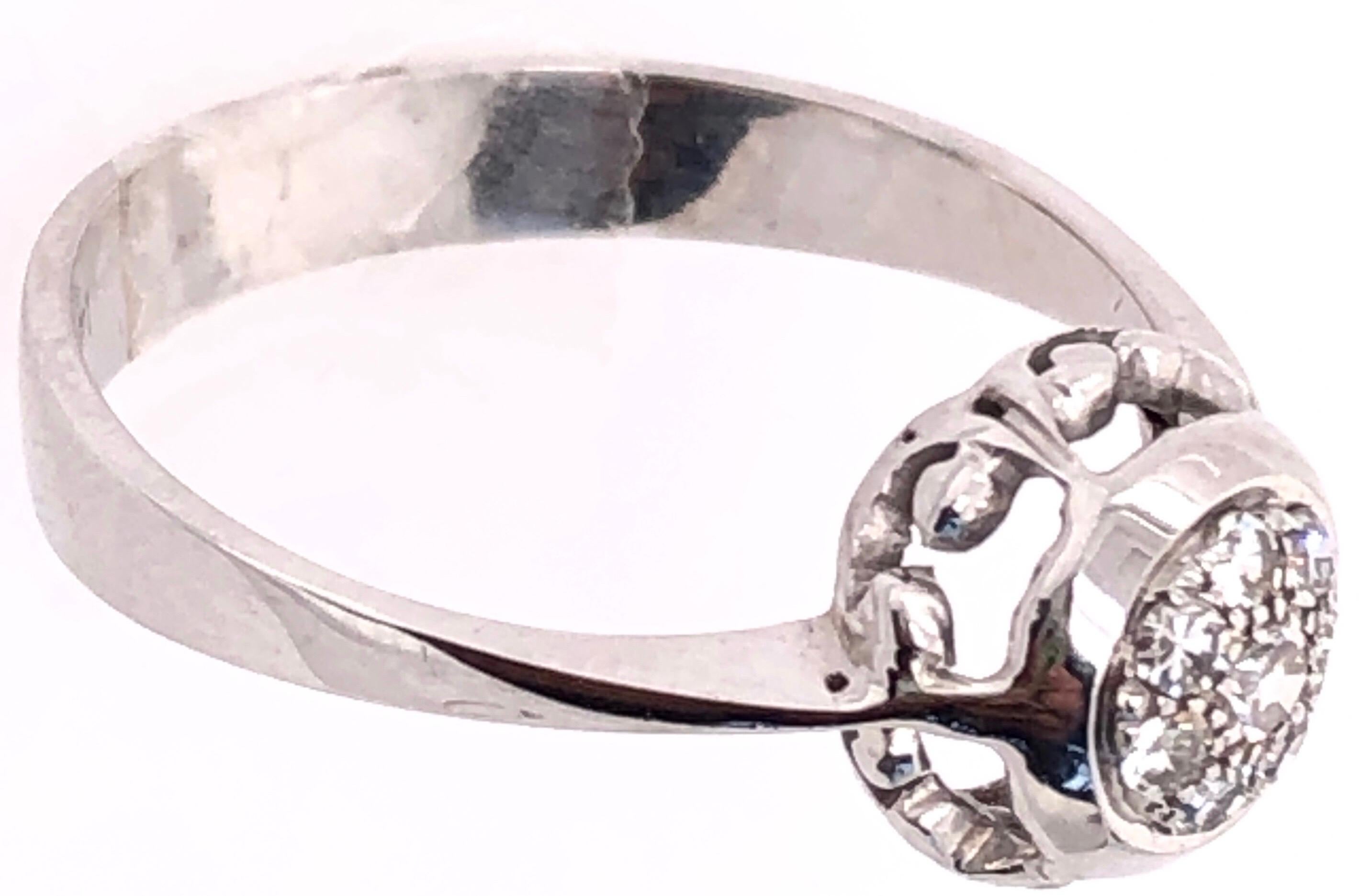 Women's or Men's 14 Karat White Gold with Center Diamond Cluster Ring For Sale