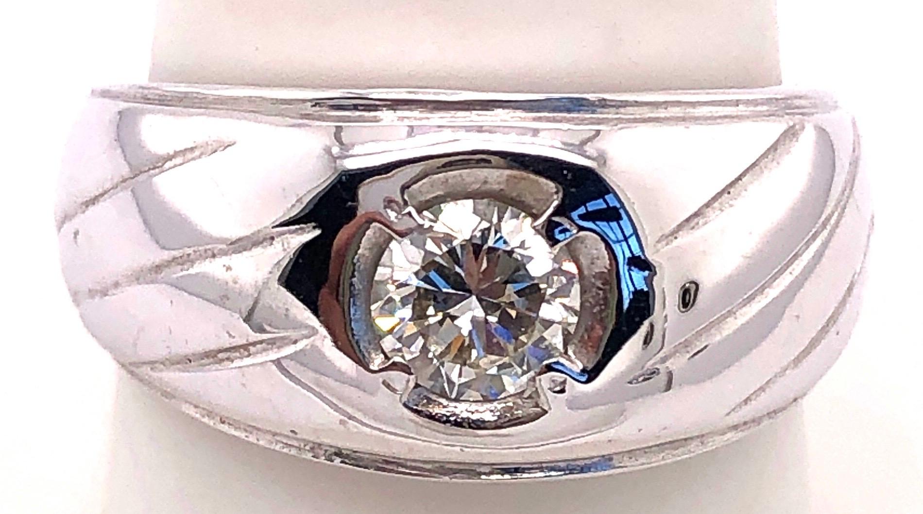 Contemporain Alliance solitaire en or blanc 14 carats avec diamants 0,50 TDW en vente