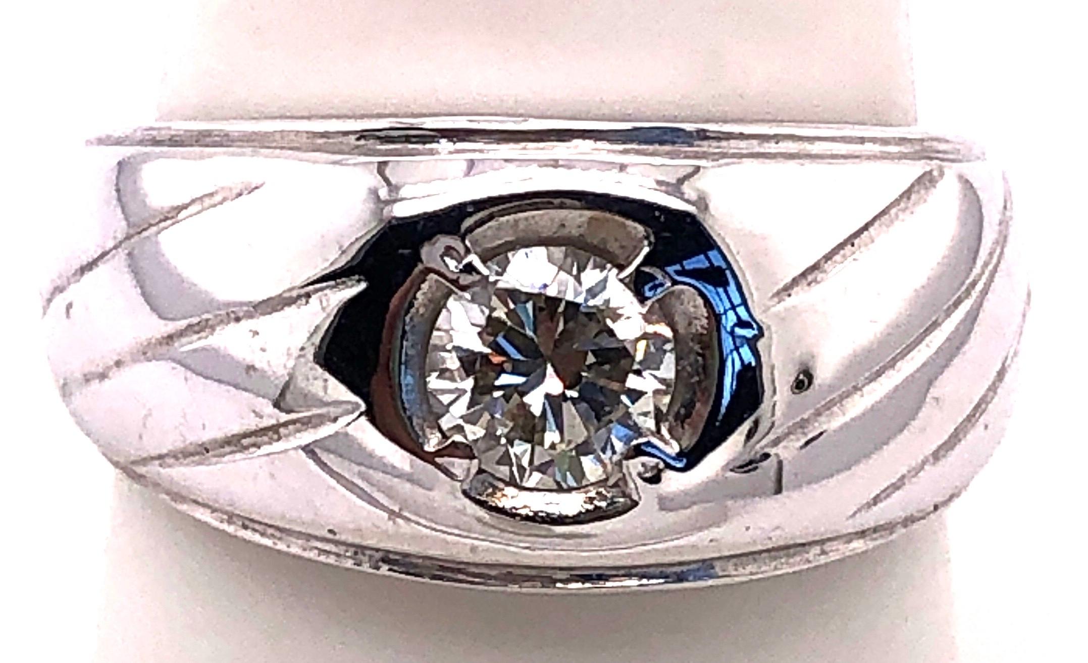 Alliance solitaire en or blanc 14 carats avec diamants 0,50 TDW en vente 2