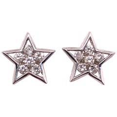 14 Karat White Gold with Diamonds Star Earrings 0.50 Total Diamond Weight