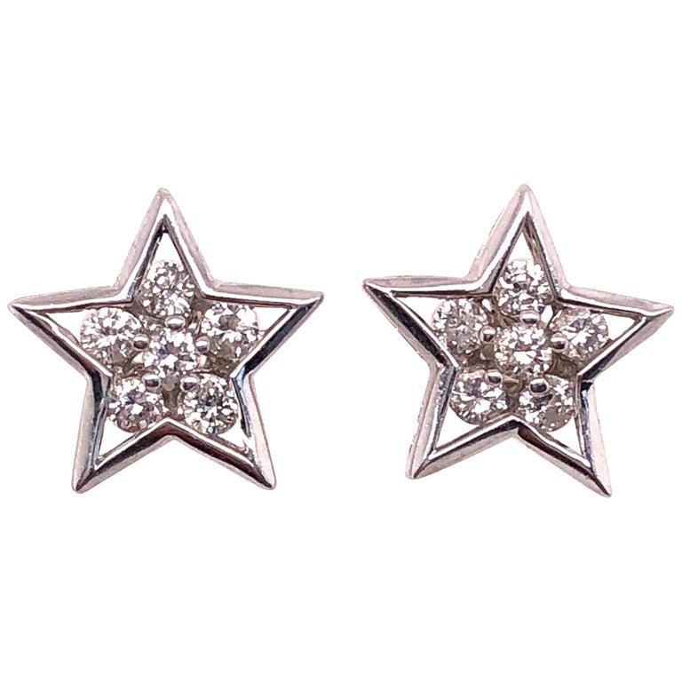 14 Karat White Gold with Diamonds Star Earrings 0.50 Total Diamond ...