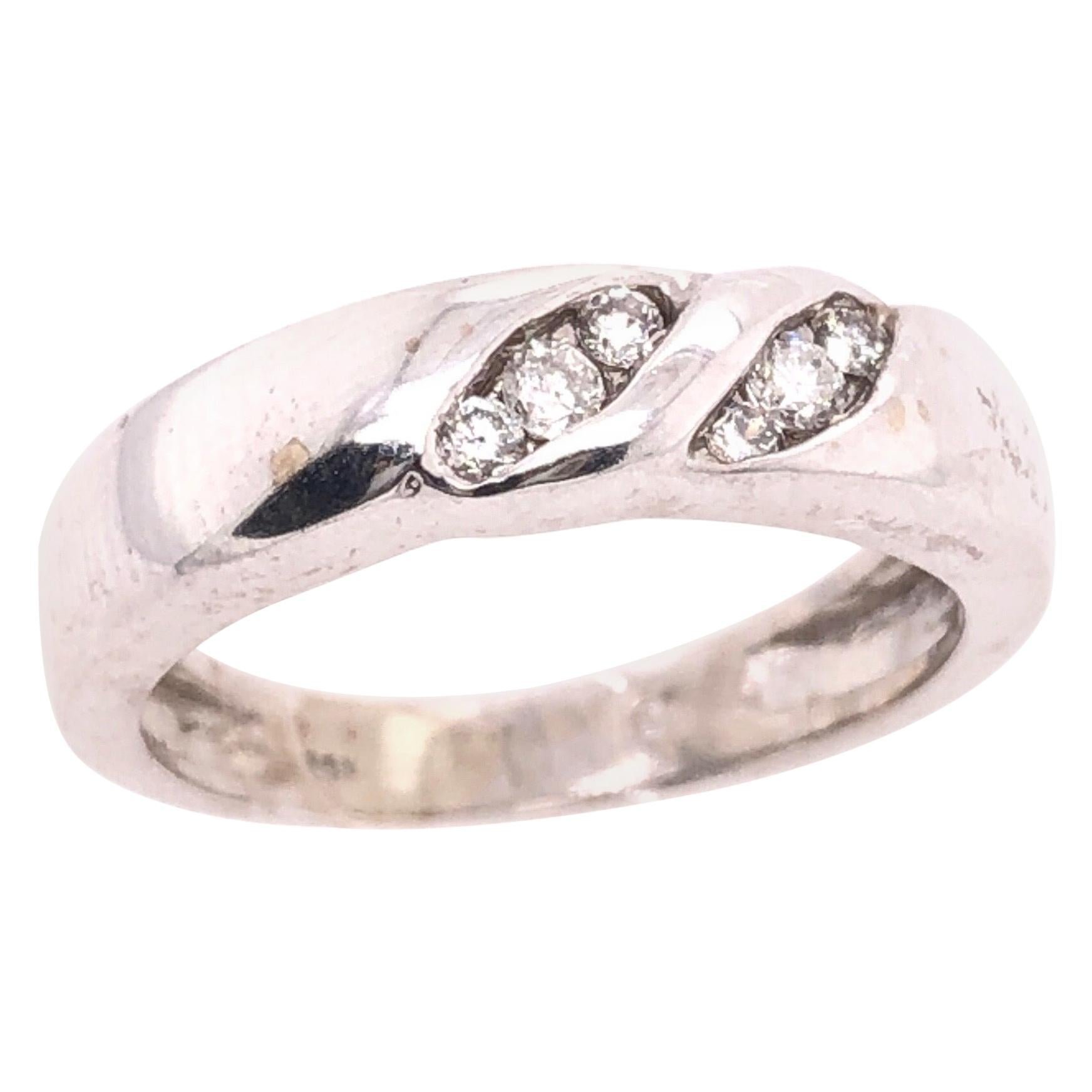 Alliance/bague de mariage en or blanc 14 carats avec diamants