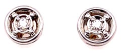 Pendientes de Oro Blanco de 14 Kilates con Diamantes Redondos Post Design Doble Círculo