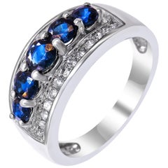 14 Karat White Gold with Sapphire and Diamond Ladies Ring