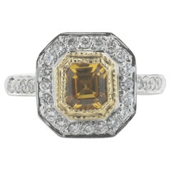 14 Karat White Gold Yellow Sapphire and Diamond Ring