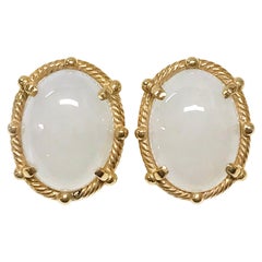 White Jade Cabochon Earrings