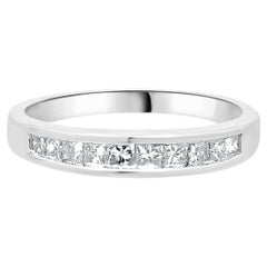 14 Karat White Princess Cut Channel Set Diamond Band