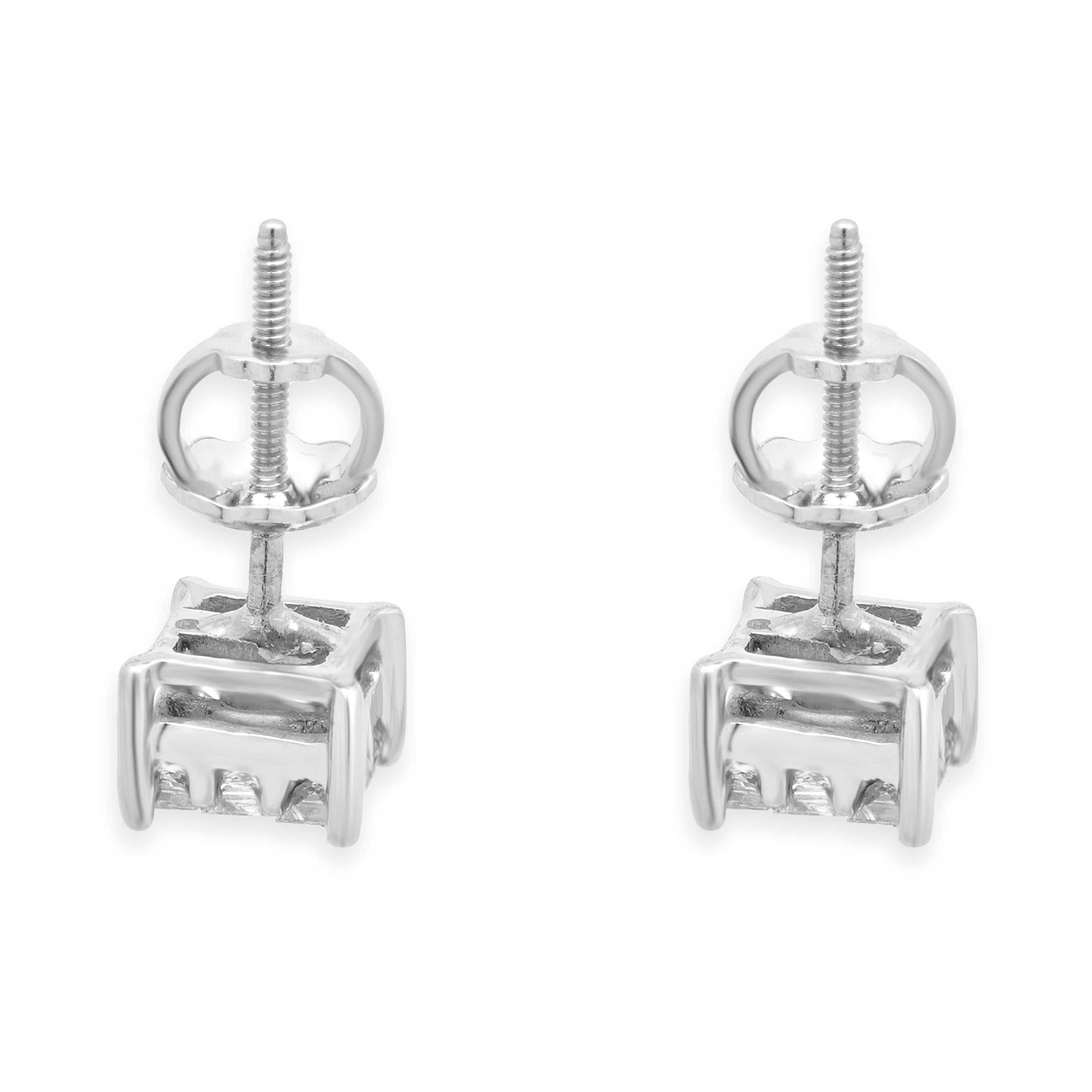 14 Karat Weißer Prinzessinnenschliff Unsichtbarer Satz Ohrringe im Zustand „Hervorragend“ im Angebot in Scottsdale, AZ