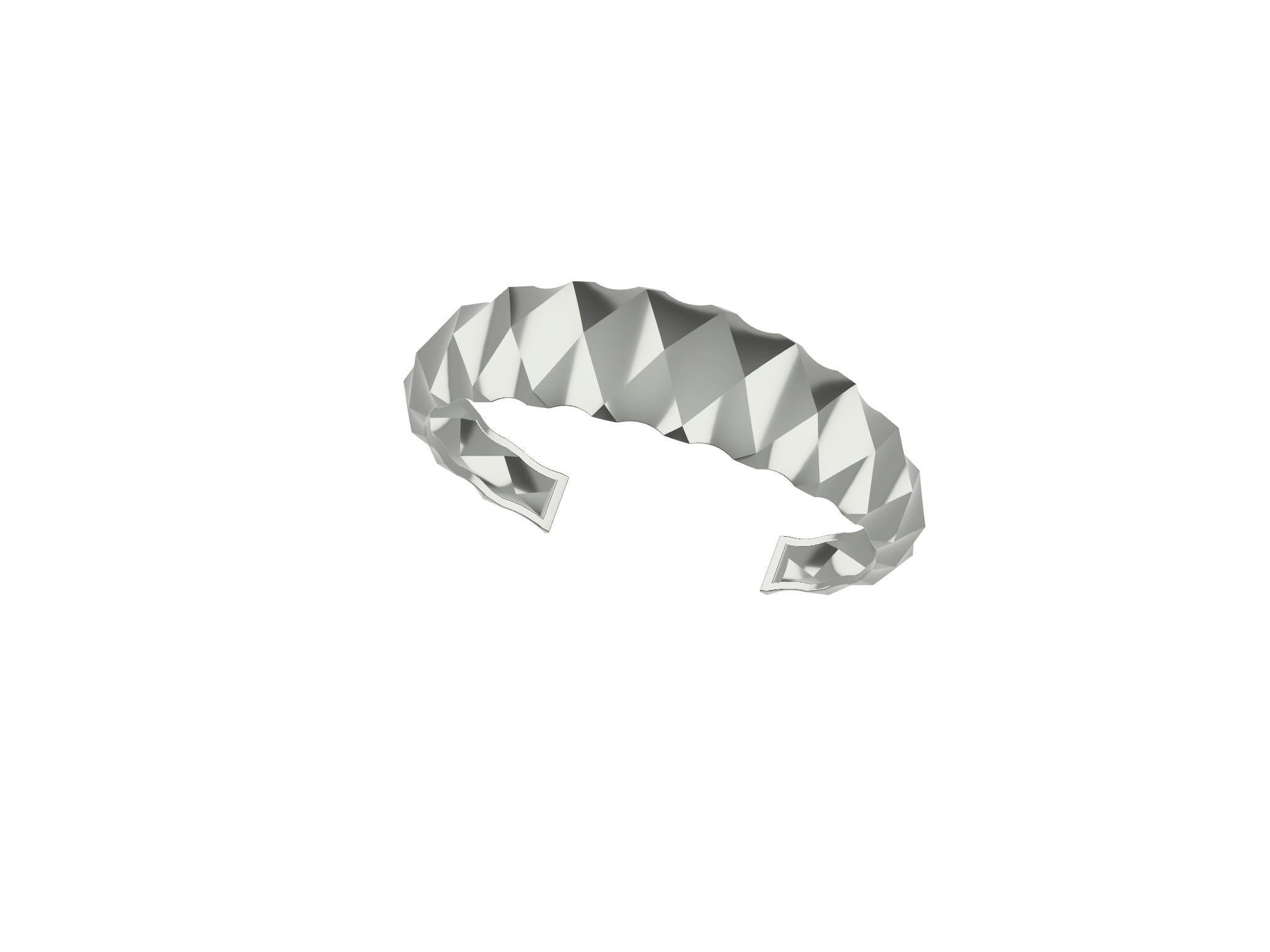 14 Karat Weiß Rhombus Unisex-Manschettenarmband 7