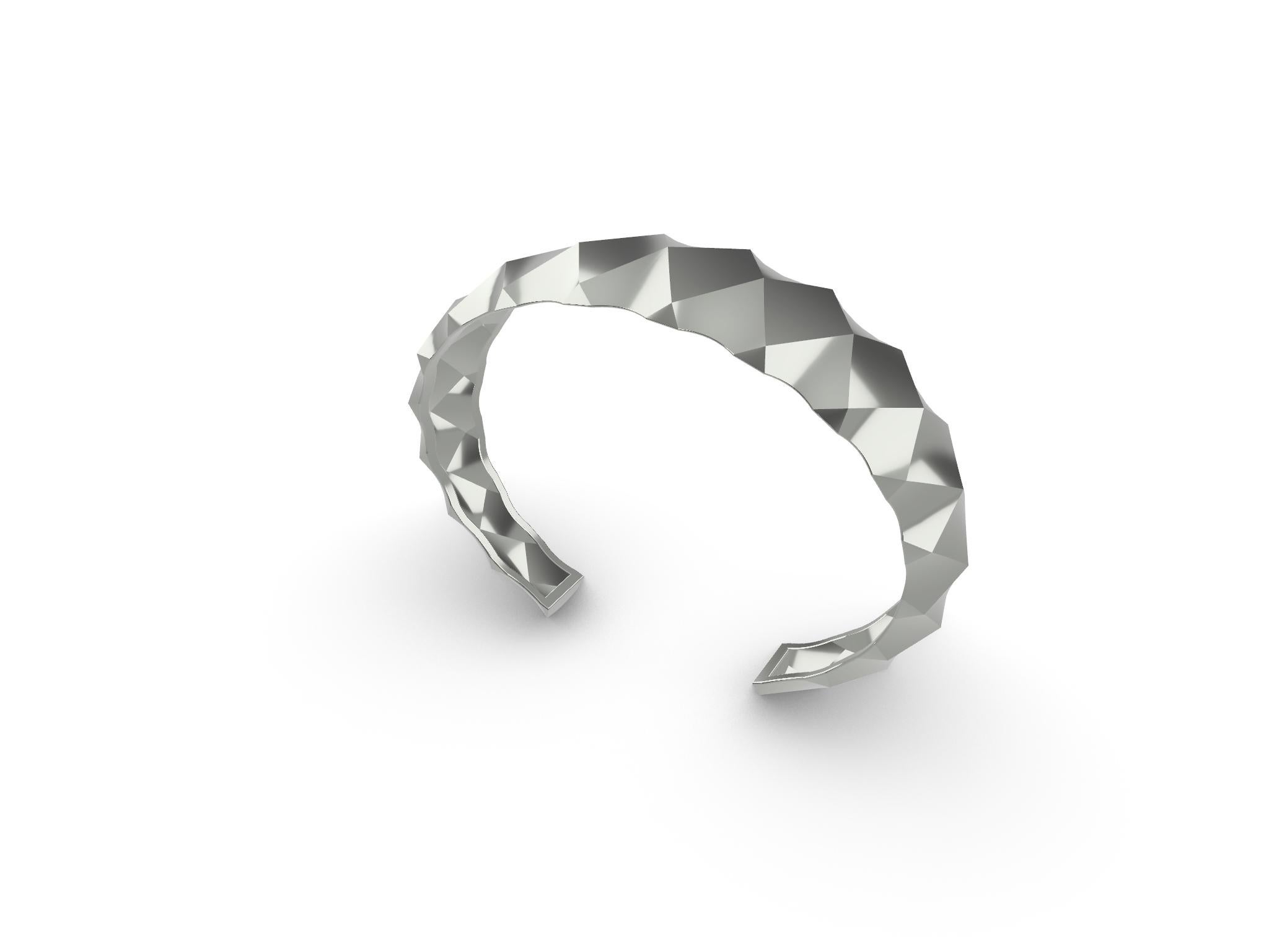14 Karat Weiß Rhombus Unisex-Manschettenarmband im Zustand „Neu“ in New York, NY