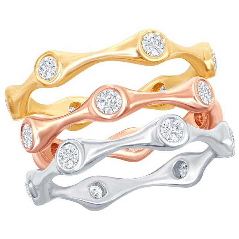 14 Karat White, Rose, and Yellow Gold Diamond Rings For Sale