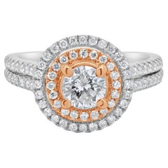 Verlobungsring aus 14 Karat Weiß- und Roségold mit rundem Diamanten im Brillantschliff