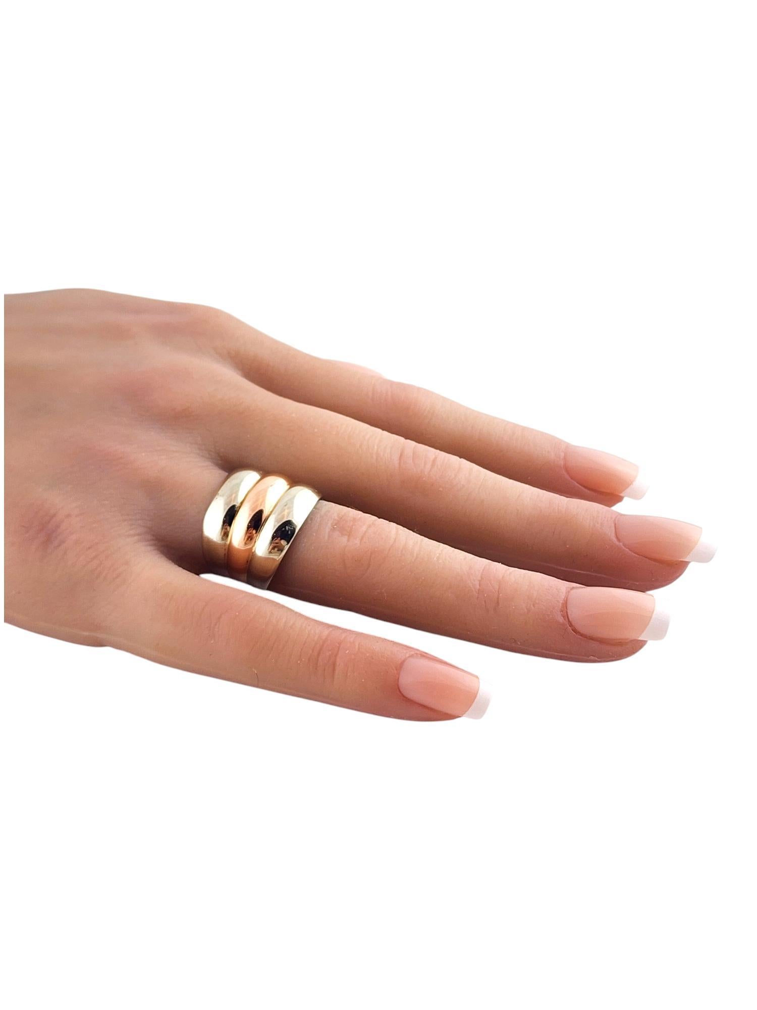 14 Karat White & Rose Gold Wide 3 Band Ring Size 8 #19800 1