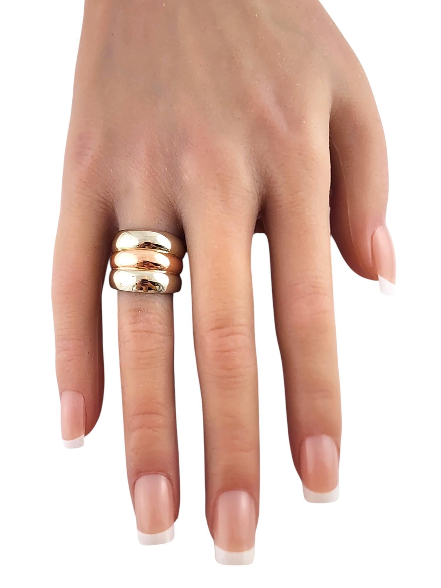 14 Karat White & Rose Gold Wide 3 Band Ring Size 8 #19800 2