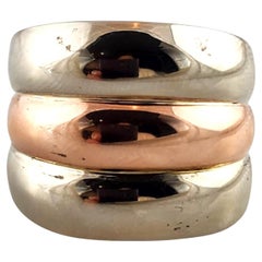 14 Karat White & Rose Gold Wide 3 Band Ring Size 8 #19800