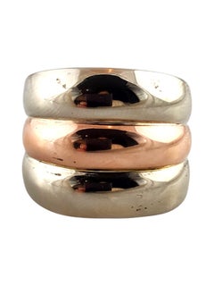 14 Karat White & Rose Gold Wide 3 Band Ring Size 8 #20992