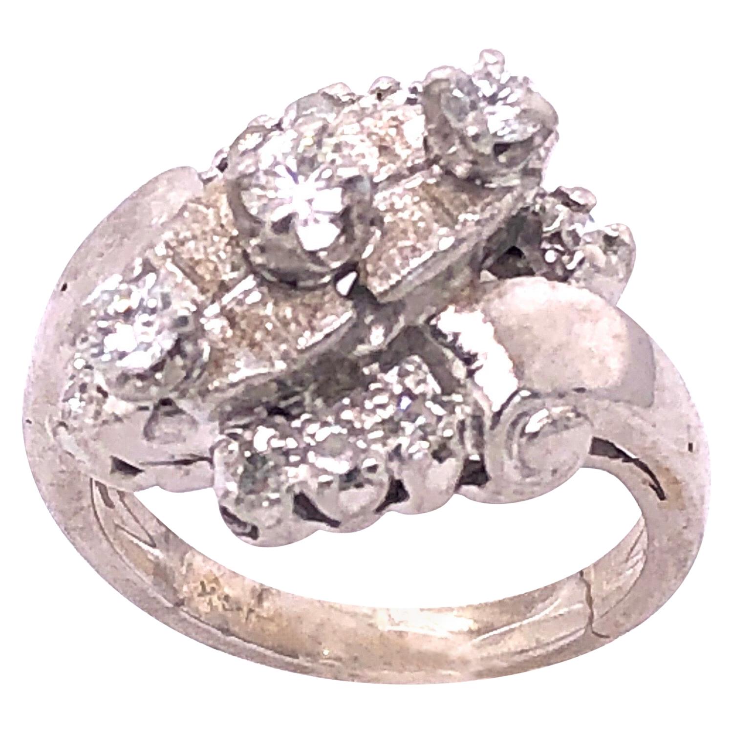 14 Karat White Semi Mount Fashion Ring with Diamond Cluster 1.25 TDW For Sale