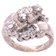 14 Karat White Semi Mount Fashion Ring with Diamond Cluster 1.25 TDW