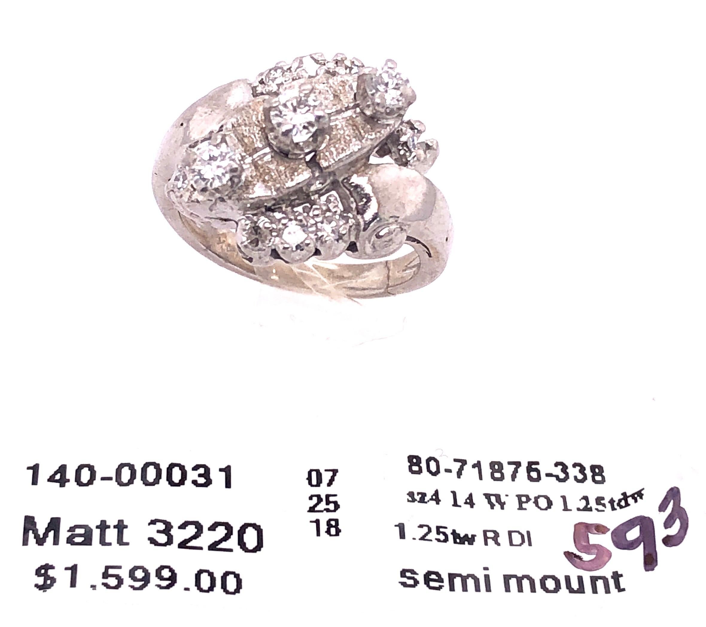 14 Karat White Semi Mount Fashion Ring with Diamond Cluster 1.25 TDW For Sale 5