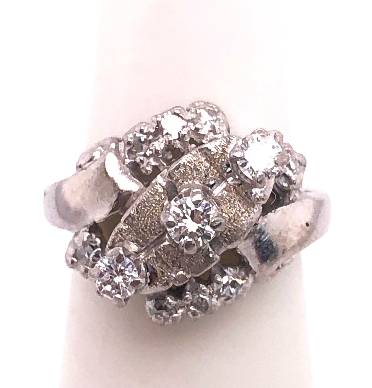 Women's or Men's 14 Karat White Semi Mount Fashion Ring with Diamond Cluster 1.25 TDW For Sale