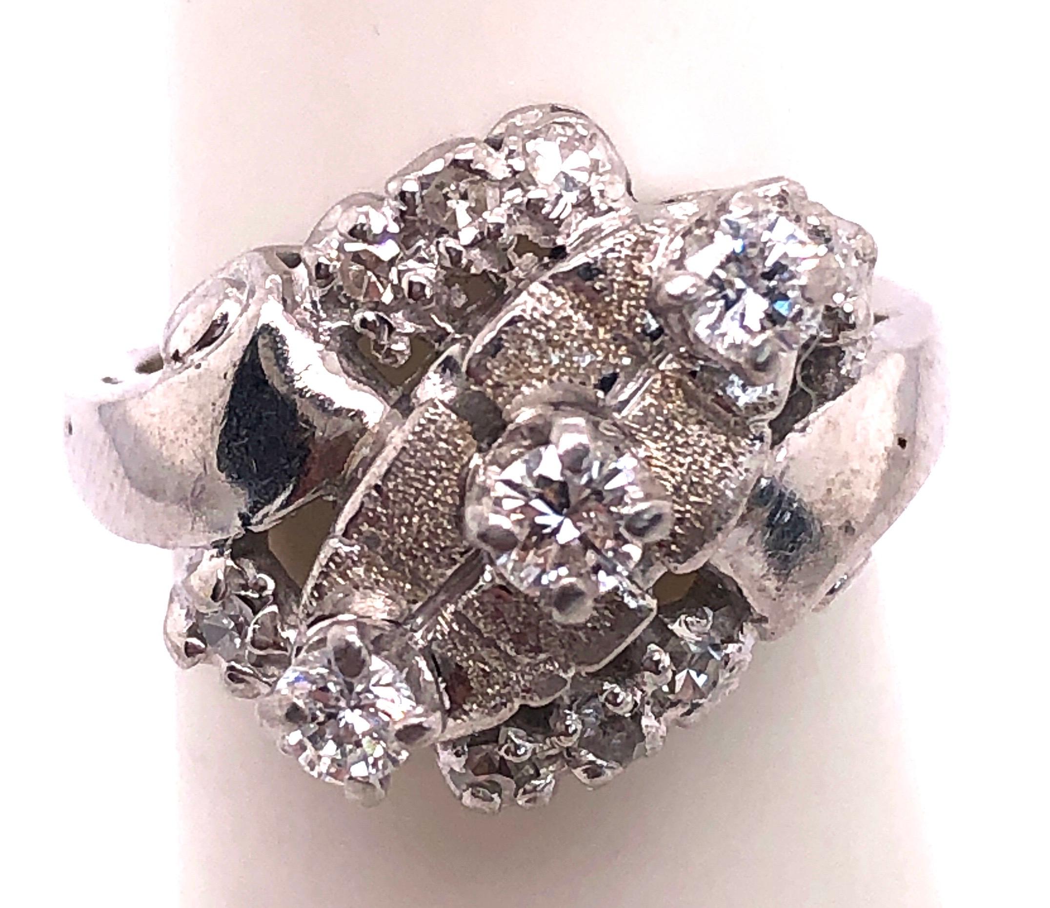 14 Karat White Semi Mount Fashion Ring with Diamond Cluster 1.25 TDW For Sale 2