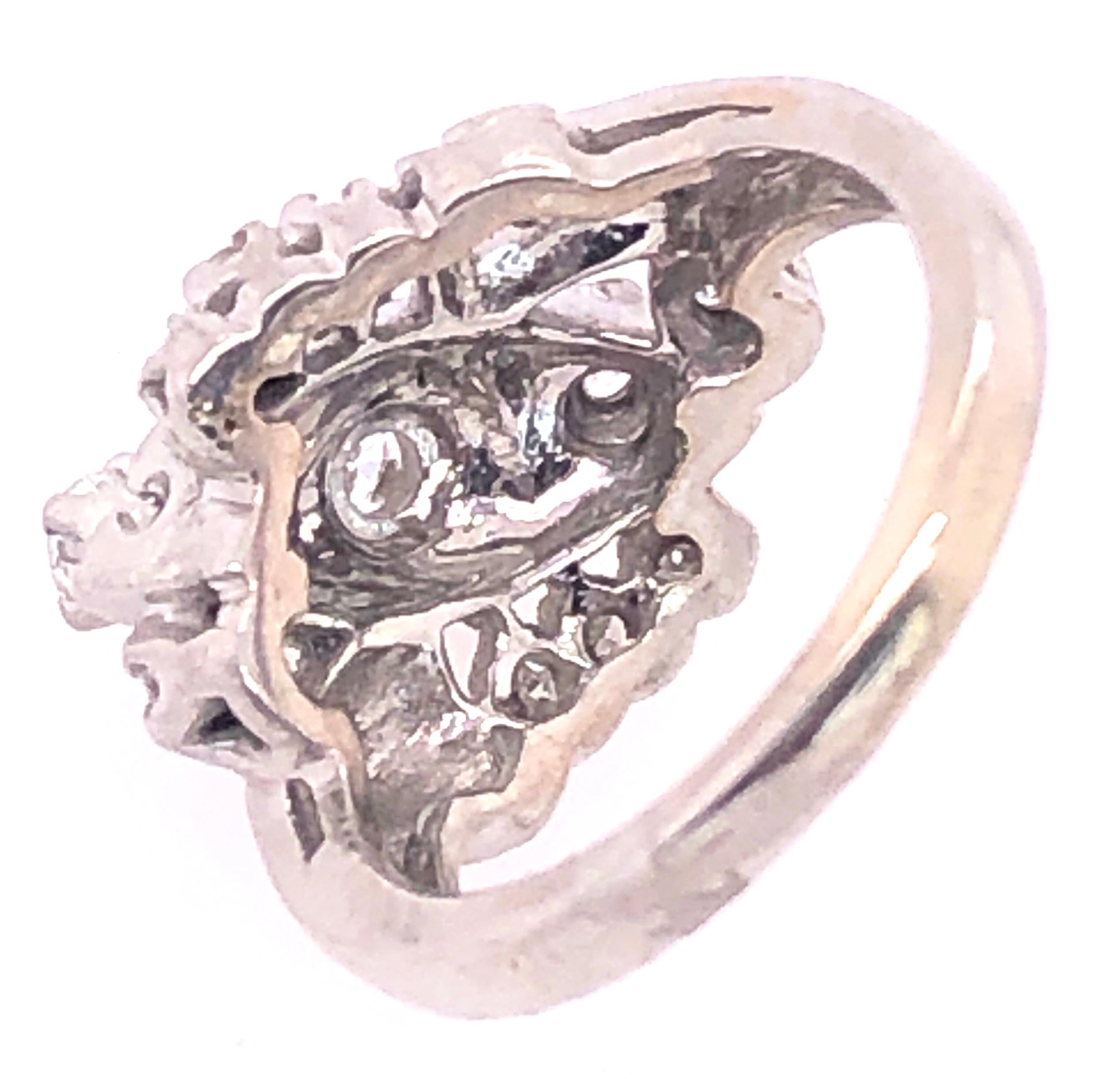 14 Karat White Semi Mount Fashion Ring with Diamond Cluster 1.25 TDW For Sale 3