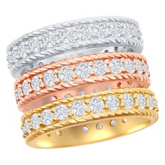 14 Karat White, Yellow, and Rose Gold Diamond Eternity Rings