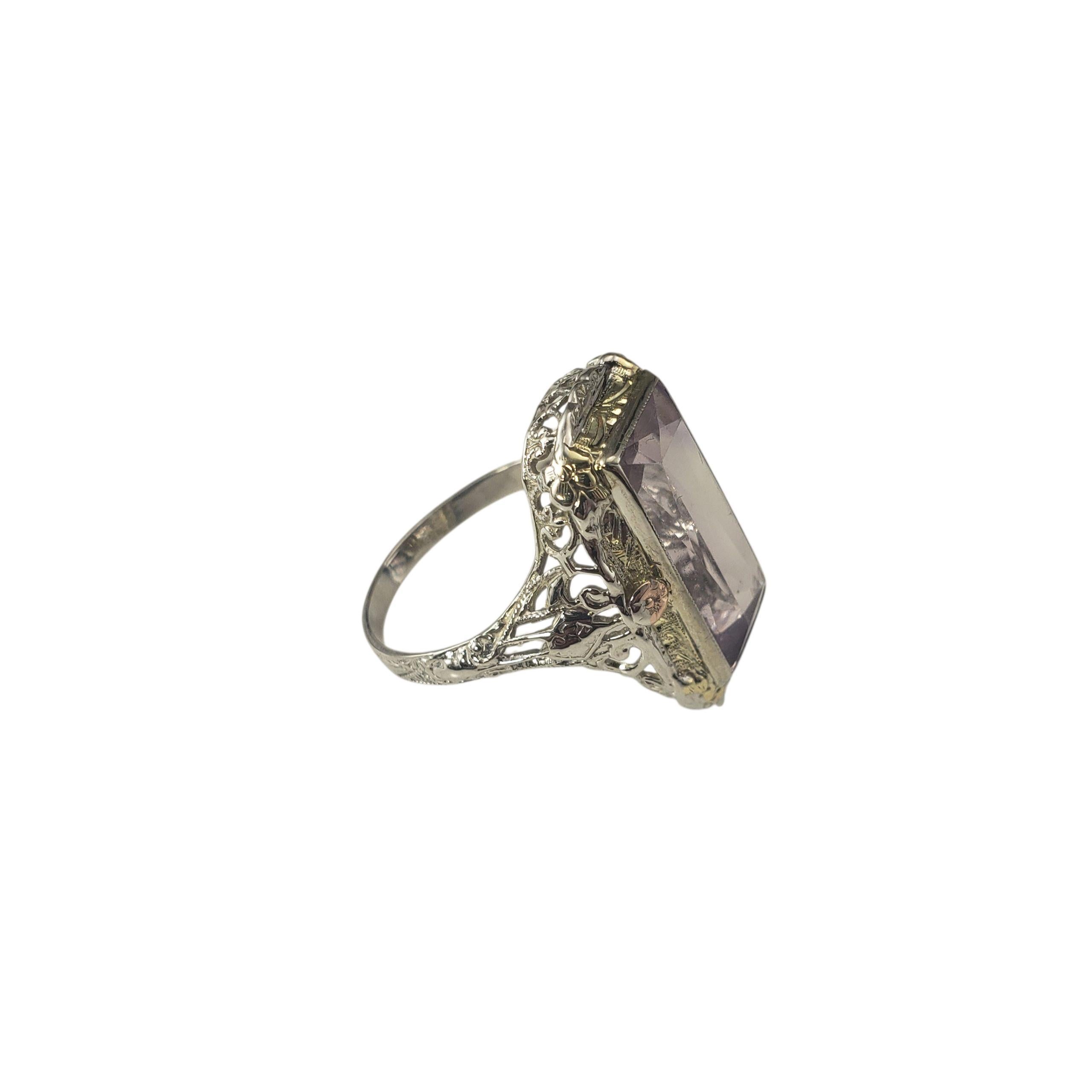 14 Karat White, Yellow and Rose Gold Filigree Amethyst Ring Size 7 #22650 In Good Condition For Sale In Washington Depot, CT