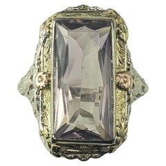 14 Karat White, Yellow and Rose Gold Filigree Amethyst Ring Size 7 #22650