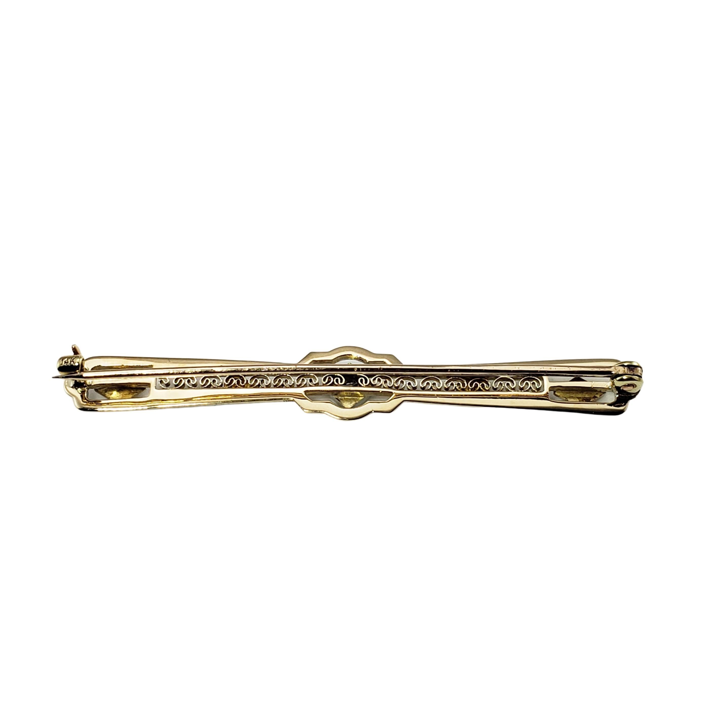 14 Karat White/Yellow Gold and Diamond Bar Brooch/Pin In Good Condition For Sale In Washington Depot, CT