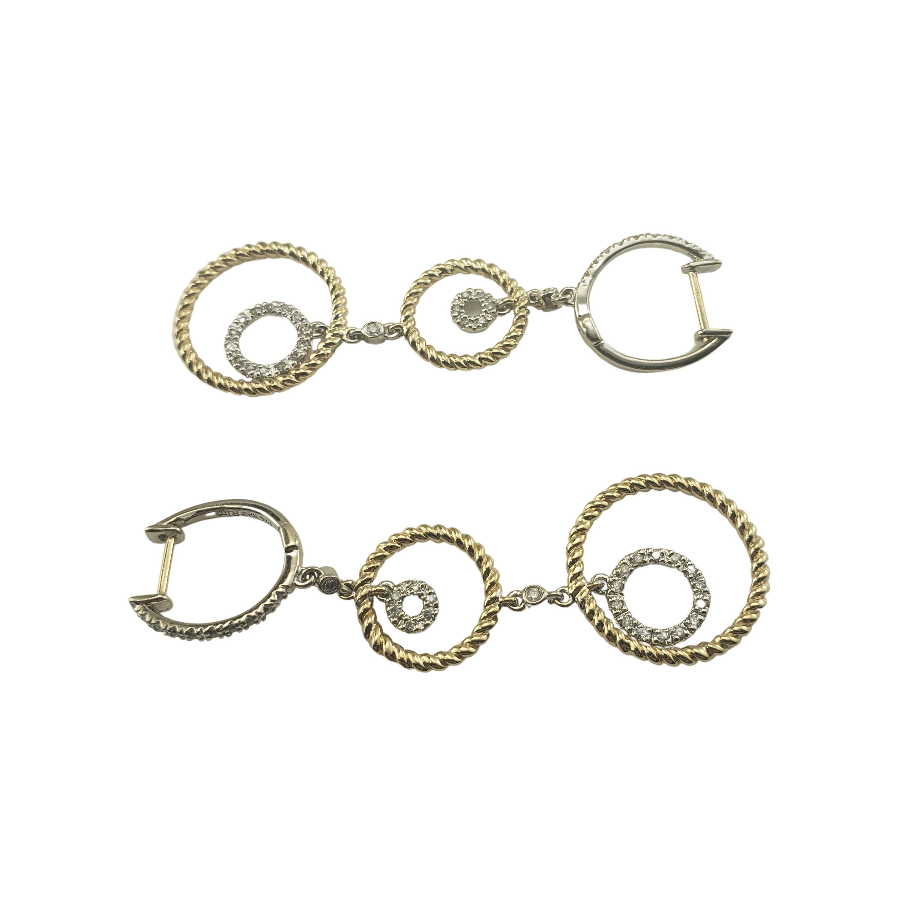 Women's 14 Karat White/Yellow Gold and Diamond Dangle Earrings For Sale