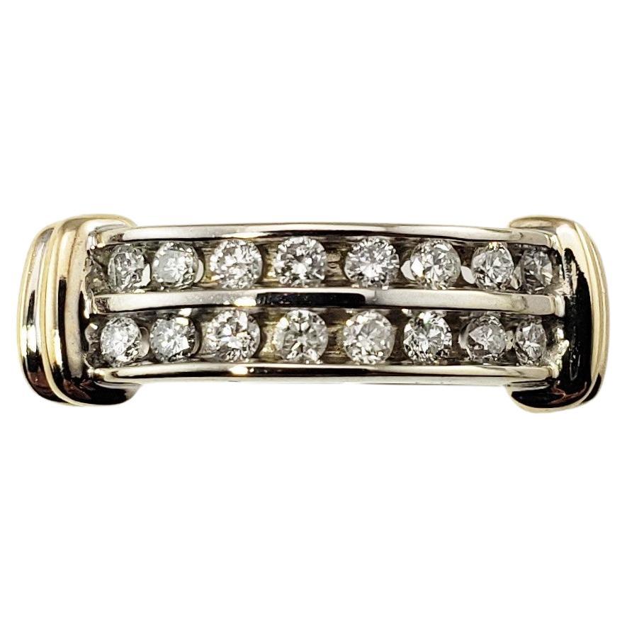 14 Karat White/Yellow Gold and Diamond Ring For Sale