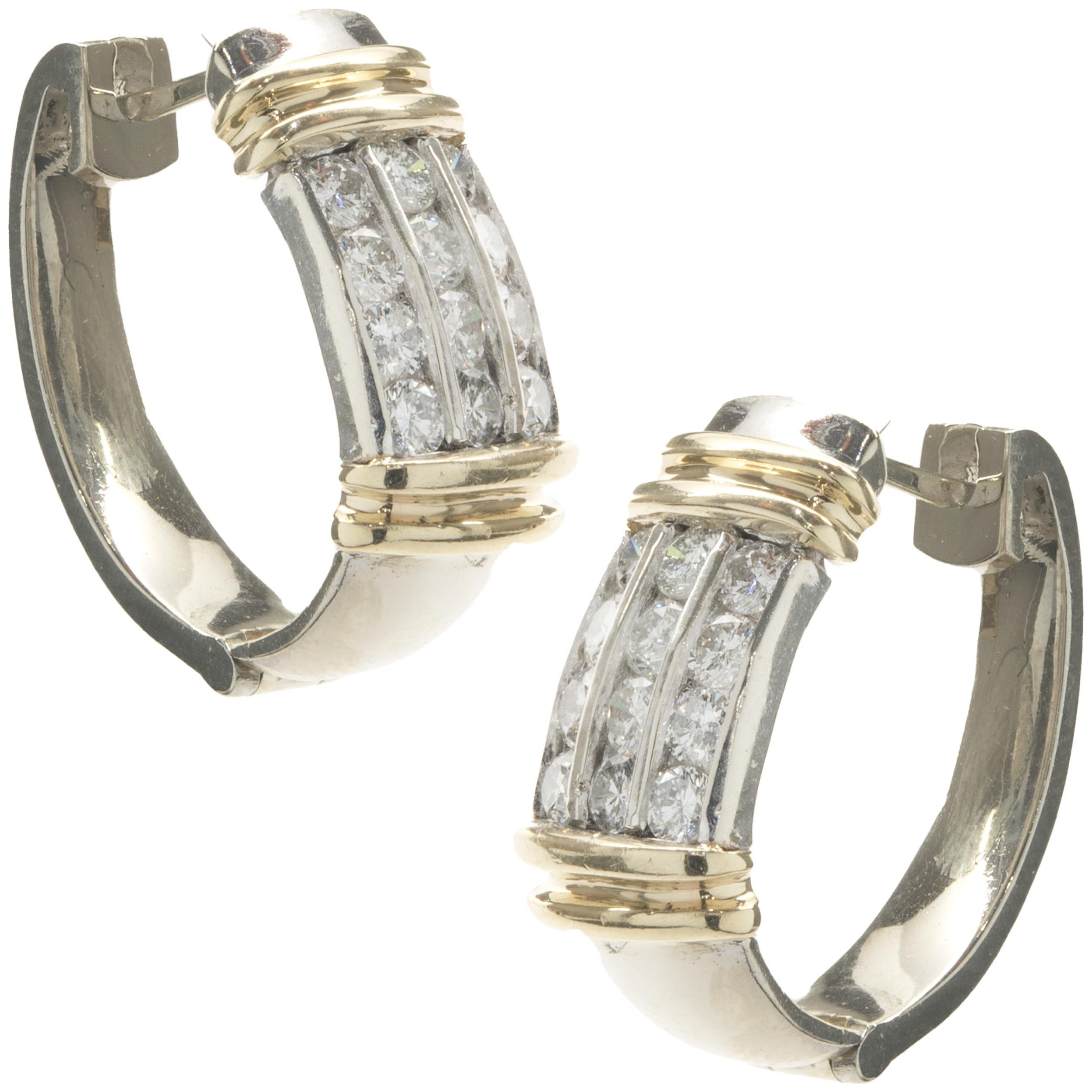 Designer: custom design
Material: 14K white & yellow gold
Diamonds: round brilliant cut = 1.70cttw
Color: G / H
Clarity: SI1-2
Dimensions: earrings measure 20.5mm long
Weight: 14.70 grams